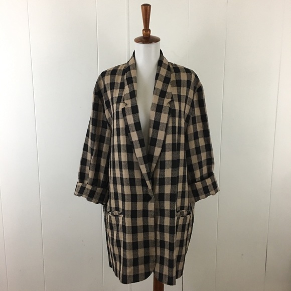 Vintage Jackets & Blazers - Vintage 80’s 90’s Checked Oversized Blazer